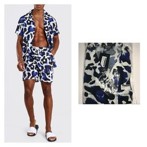 Short sleeve reverse leopard shirt and swim